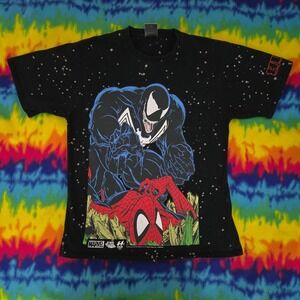 HUF x Marvel Venom vs Spider-Man Splatter T-Shirt Mens Medium Black